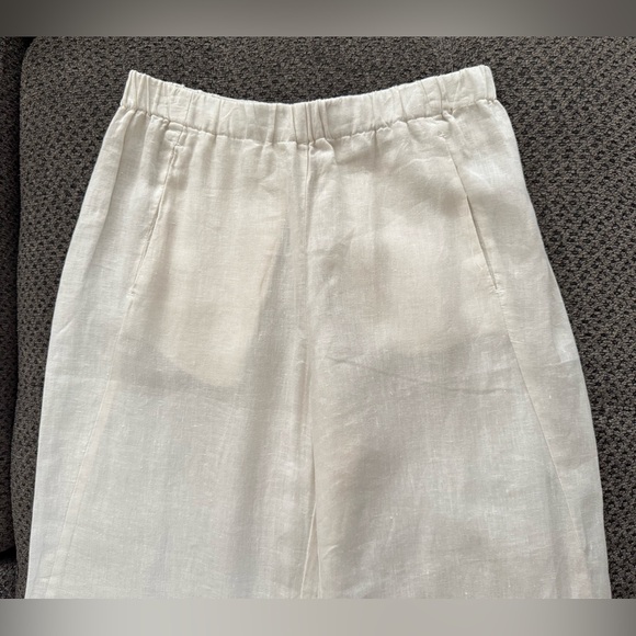 Velvet by Graham & Spencer Lola Linen Pant in Chalk White Small Relaxed Fit Crop - Picture 6 of 16